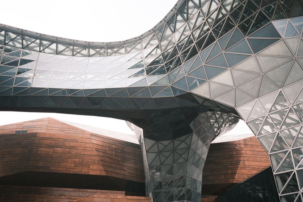 A modern architectural landmark with a unique and innovative design