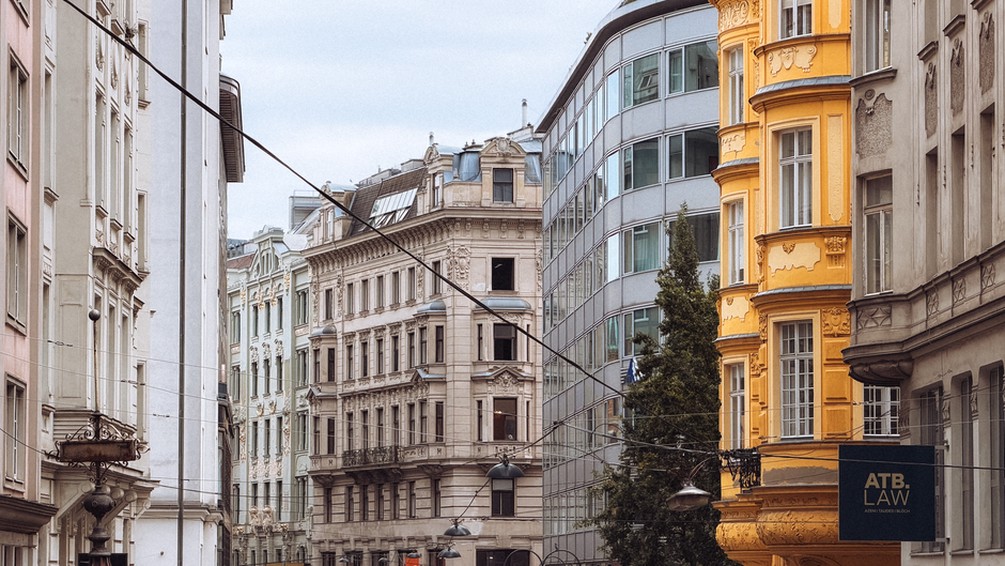 Various architectural styles in a cityscape showing cultural diversity