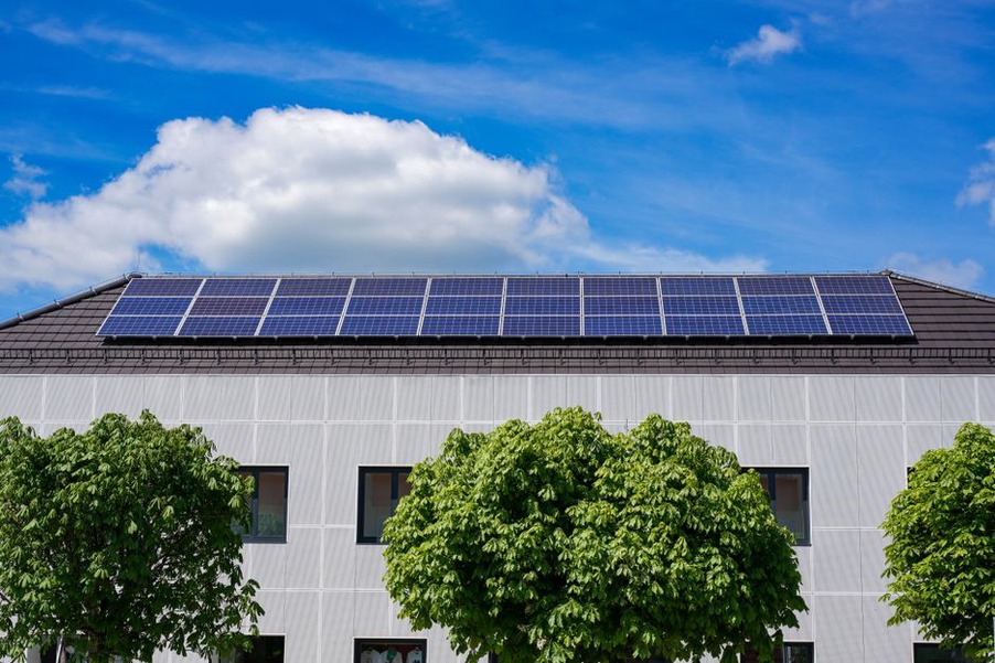 building with integrated solar technology