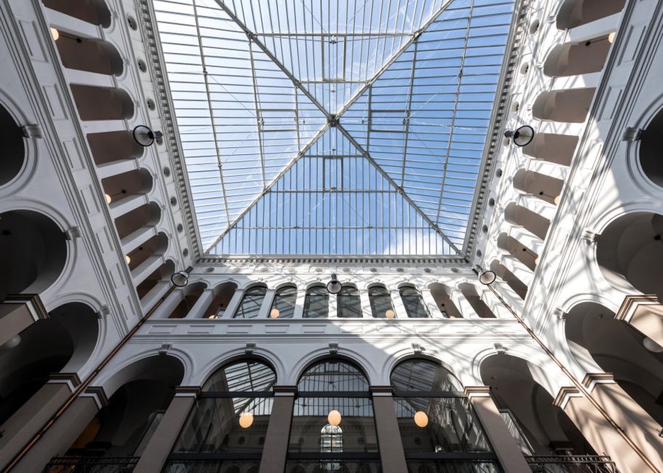 A historic building with a modern interior design