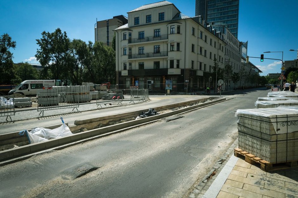 New buildings taking shape beside active city streets