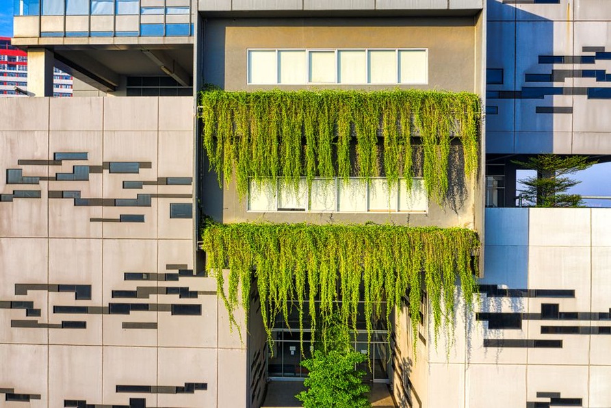 Example of sustainable building design with green features