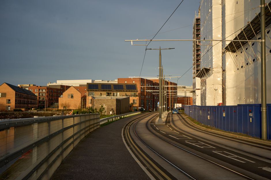 Architects reviewing a district-scale redevelopment plan