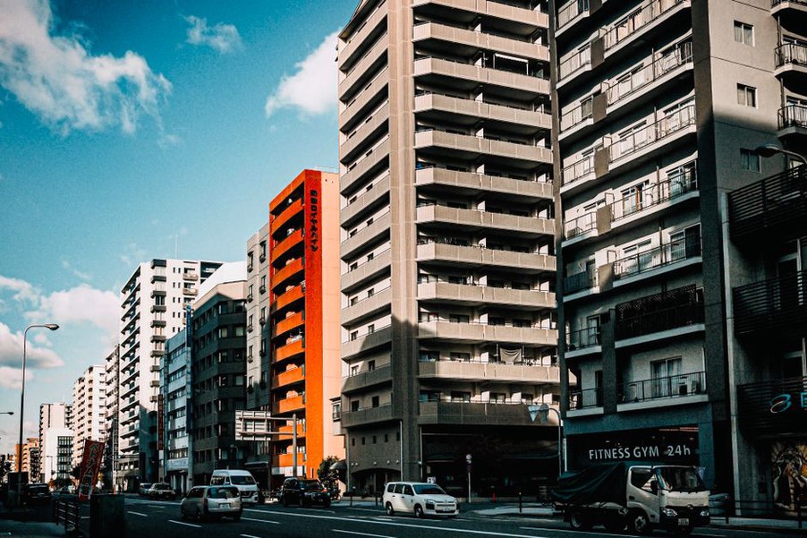 Apartments overlooking a busy street