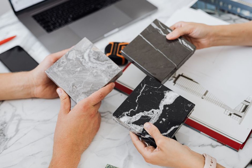 Flooring samples compared with their technical specifications