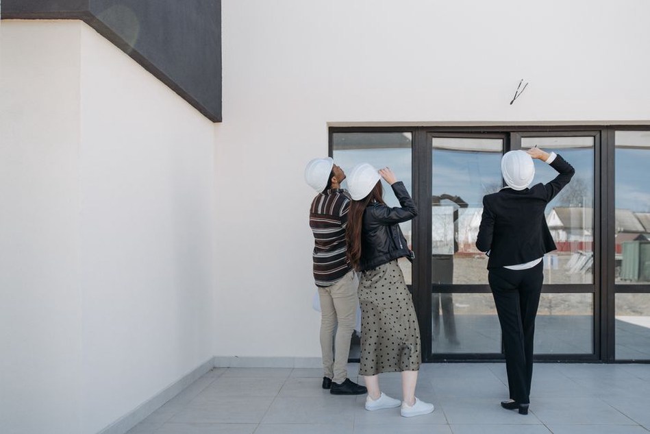 Team checks joints in a façade mock-up