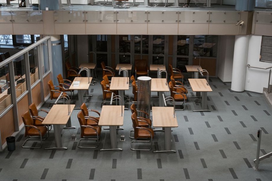 Library room arranged for a community event