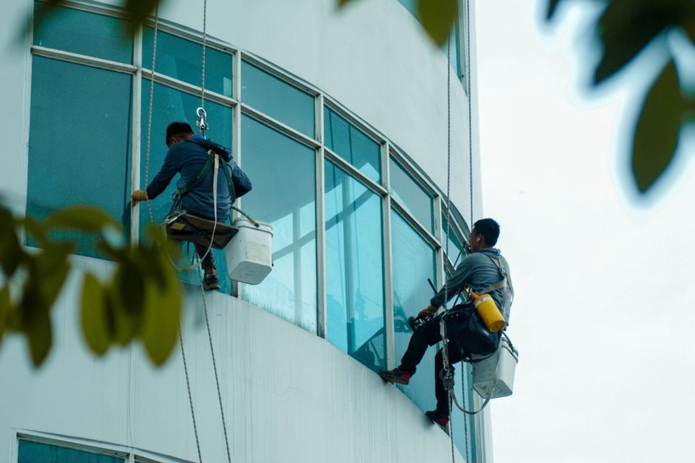 Access panel opened for routine building maintenance