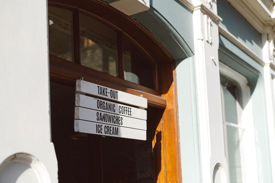Street entrance with a visible studio sign
